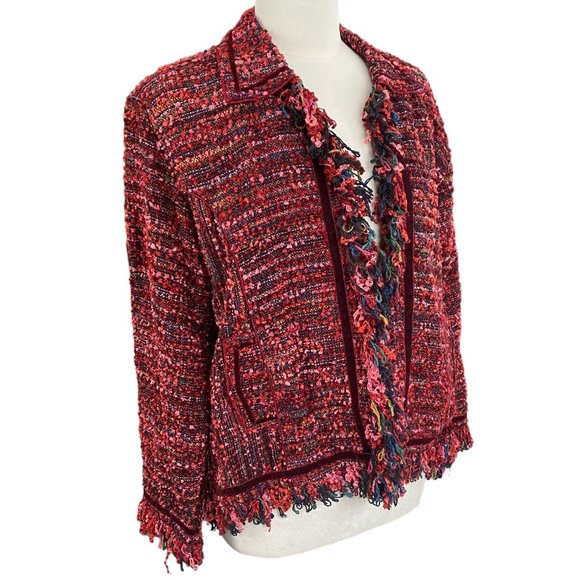 Yak Magik Silk Velvet Whimsigoth Jacket Red Fairy Grunge Fringe Maximalist-L - Picture 1 of 16